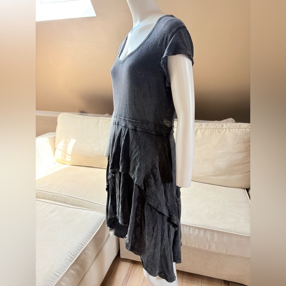 Free People Rocket Cat Boho Grunge Black Linen Cotton Blend Dress Size Medium - Picture 5 of 11